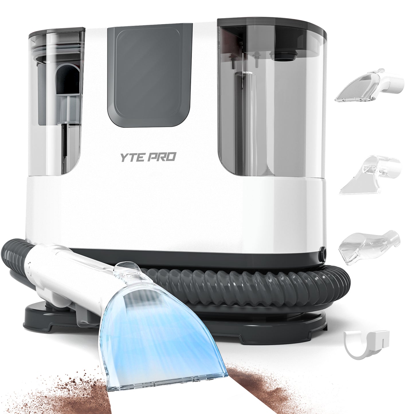 YTE PRO カーペットクリーナー 2025新登場 400W 強力吸引 リンサークリーナー 60℃お湯対応 自動洗浄 染み抜き 乾湿両用 掃除機布洗浄機 シートリンサー ソファ/絨毯/布製品/車内/ぬいぐるみ/ダウンコート/隙間 持ち運び便利 お手入れ簡単