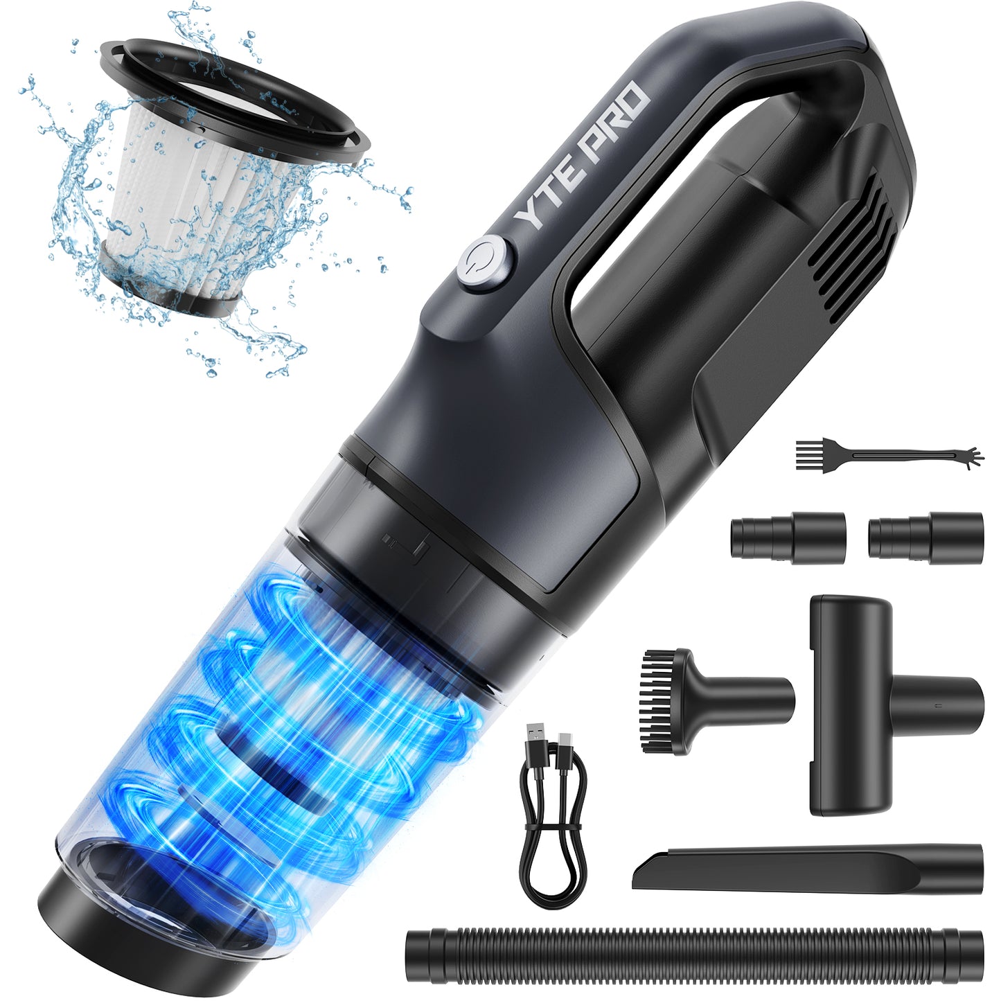 10000Pa Handheld Car Vacuum Cordless, 20Min Powerful Hand Held Vacuum Cordless Portable Vacuum Cleaner for Home