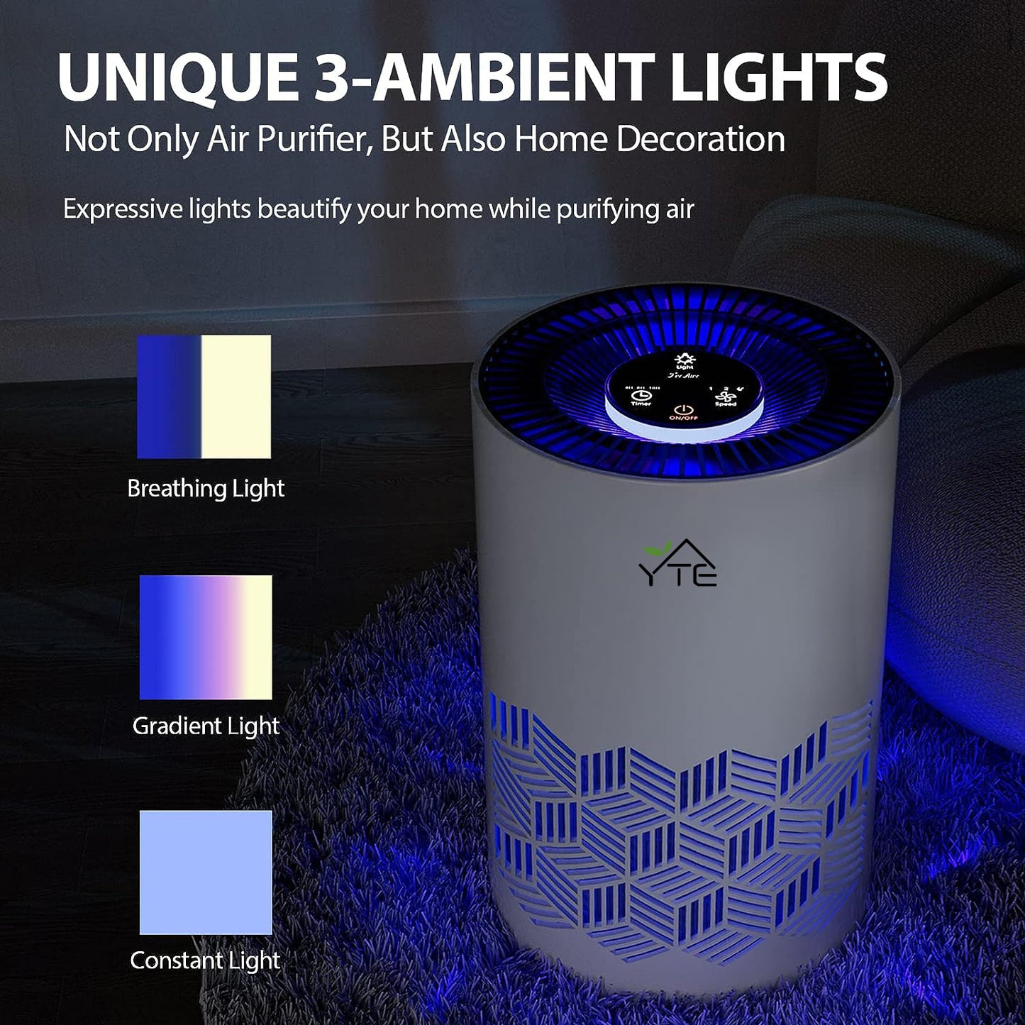 YTE Air Purifiers for Home,H13 HEPA Air Purifier