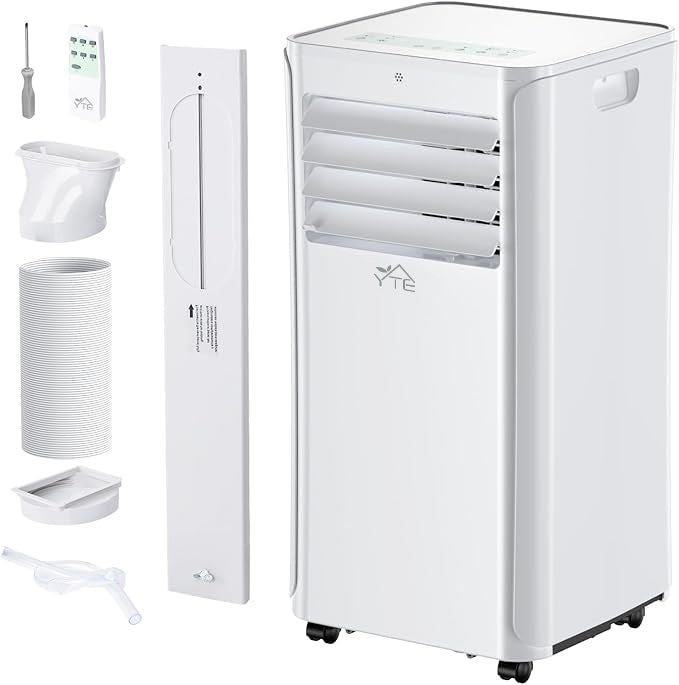 YTE 12000 BTU Portable Air Conditioners Cool Up to 550 Sq.Ft,3-in-1 AC Unit with Remote Control/LED Display/Installation Kits & Screwdriver/24Hrs Timer for Home/Office,White, A016BS