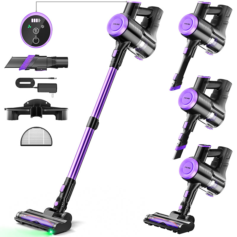 YTE PRO Cordless Vacuum Cleaner, Up to 50 Mins Runtime Rechargeable Stick Vacuum, 25000pa