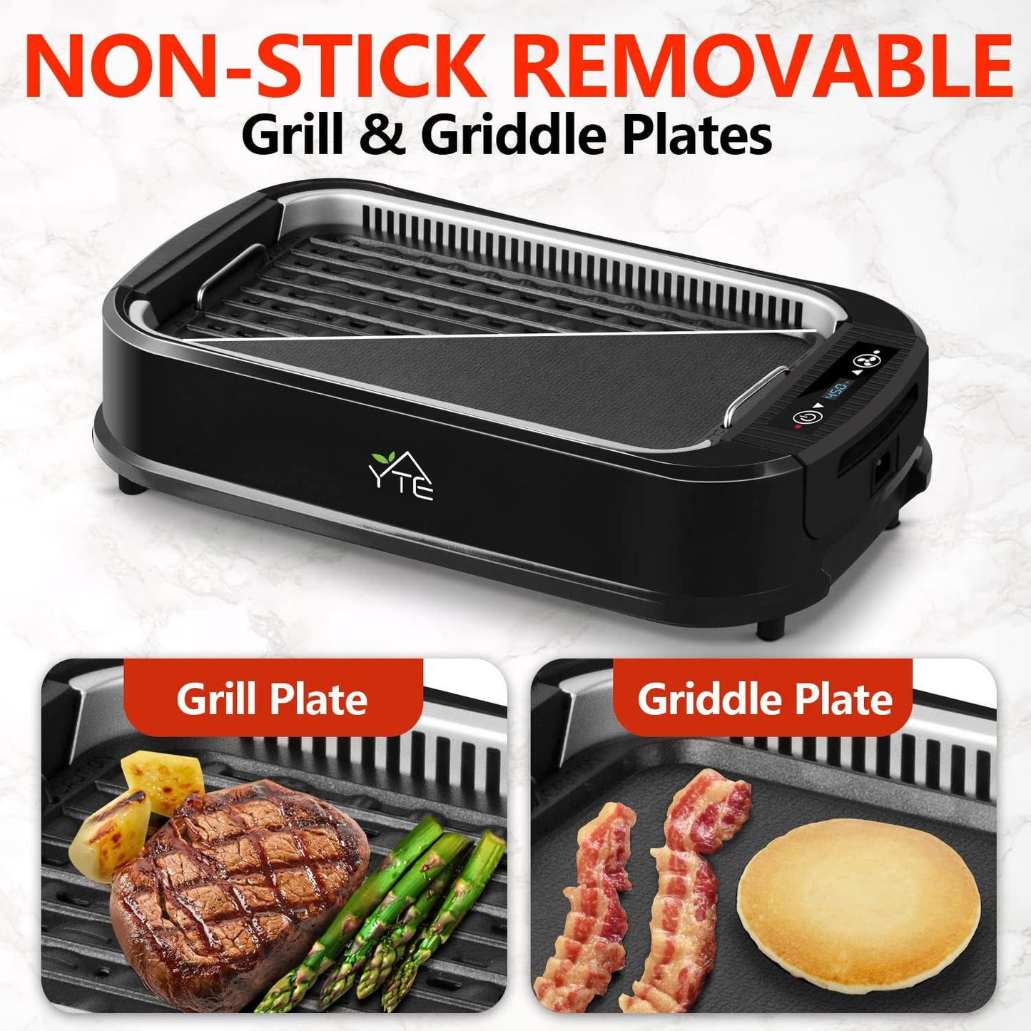 YTE Indoor Grill, Smokeless Grill Indoor, 1500W Korean BBQ Grill